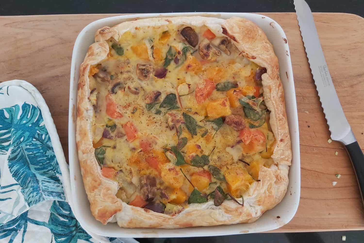 Creamy winter vegetable pie